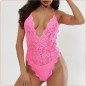 Bright-colored Deep V Neck Halter Lace Suit Jampsuit