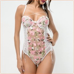 Special Design Elegant Embroidered Spliced With Mesh Teddies