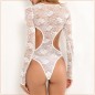 Charming Sexy Long Sleeves Midriff Lace Jampsuit For Ladies