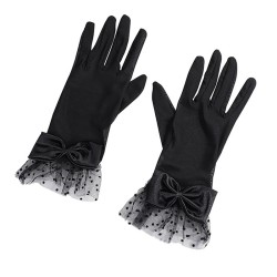 Black Lace Wedding Dancing Bowknot Gloves