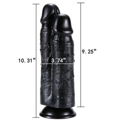 Double Penetrator Suction Cup Dildo 10 Inch