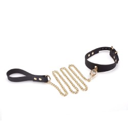 Luxury Black Silicone Collar with Gold Leash