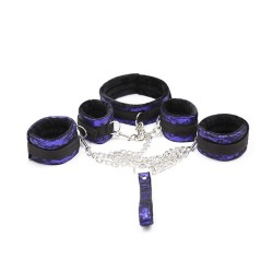 Bondage Embossed Cuffs With Collar Kit