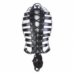 Stripes Leather Bondage Hood