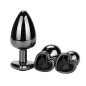 Heart Jeweled Stainless Steel Butt Plug - Black