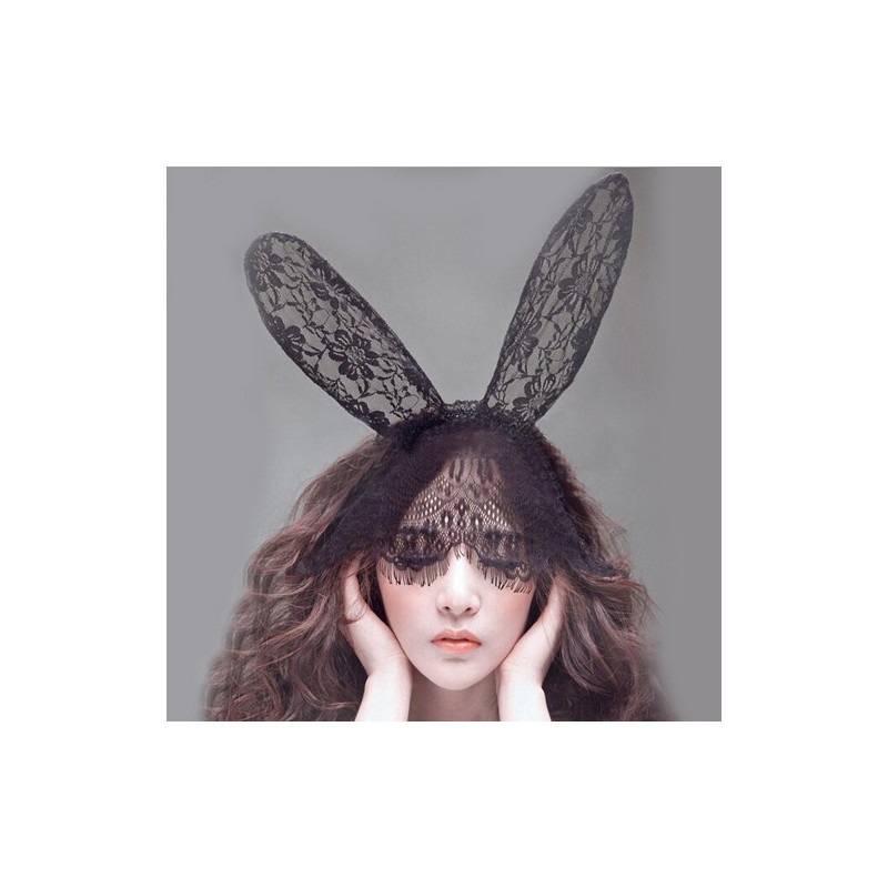 Lovely Floral Lace Bunny Ears Headwear With Veil