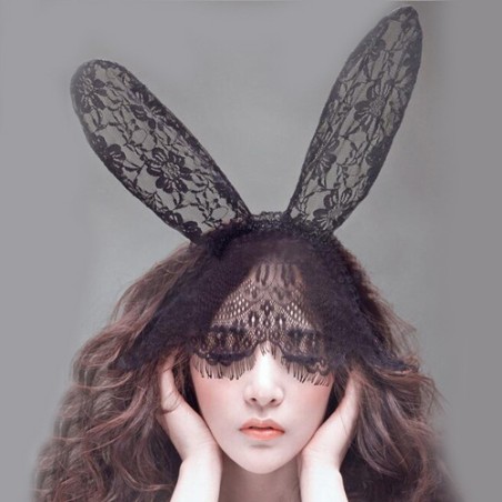 Lovely Floral Lace Bunny Ears Headwear With Veil