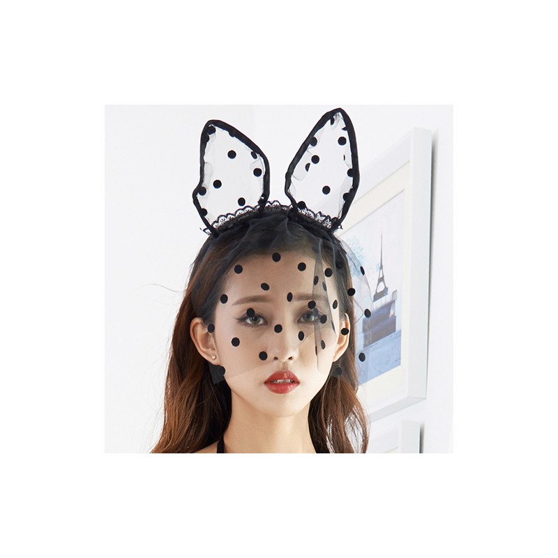 Cute Black Cat Ears Mesh Headwear For Party