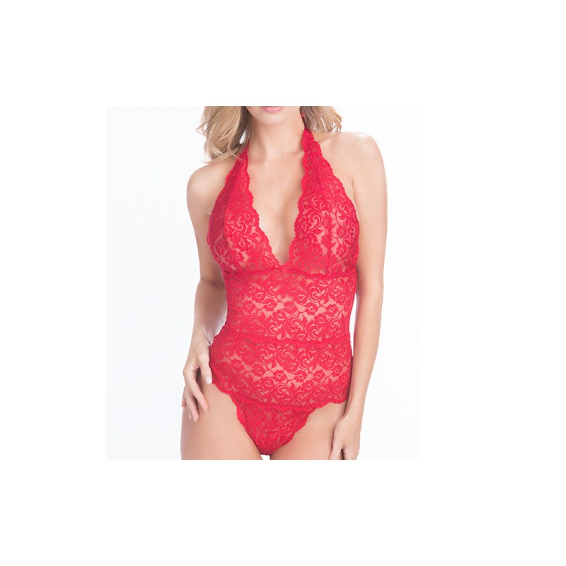 New Pure Lace Halter V-neck Sexy Teddy For Ladies