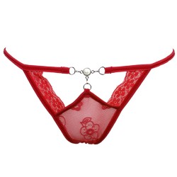 Ladies Pearl Decorated Hollowed-out Panty Sexy Underwear