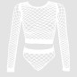 Women Hot Long-sleeved Fishnet Coat And Panty Set