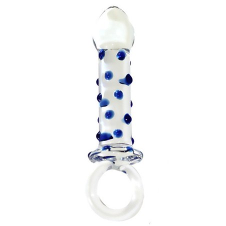 Blue Bead Glass Butt Plug