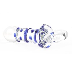Blue Bead Glass Butt Plug