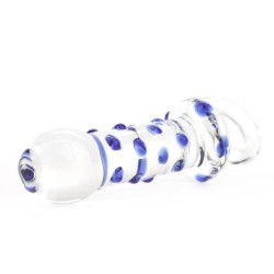 Blue Bead Glass Butt Plug