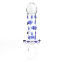 Blue Bead Glass Butt Plug