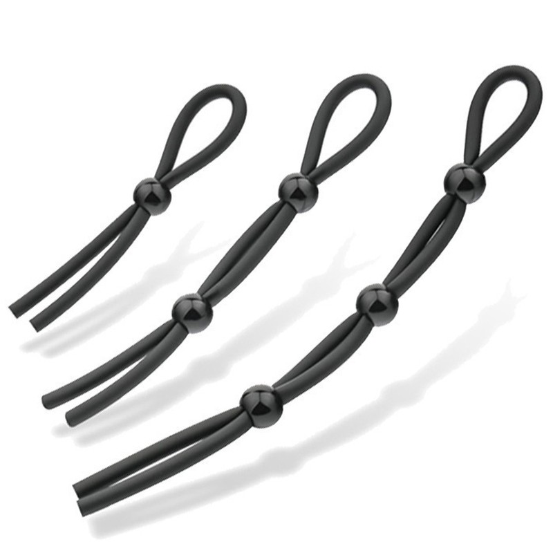 Black Adjustable Penis Tie Ring