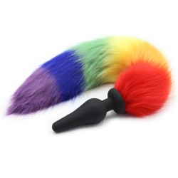 Colorful Fox Tail Silica gel Anal Plug