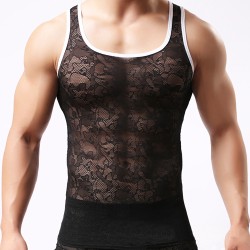 Men Hot Lace See-through Vest Sexy Lingerie