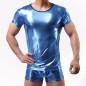 Strong Patent Leather Short Sleeves For Men