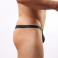 Simple Black Faux Leather Hot Men Briefs