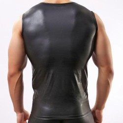 Sexy Faux Leather Slim Vest For Men
