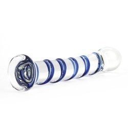Blue Swirl Rocket Glass Dildo