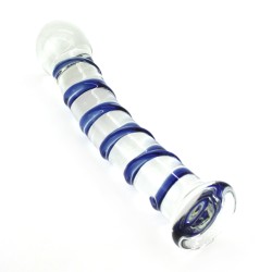 Blue Swirl Rocket Glass Dildo