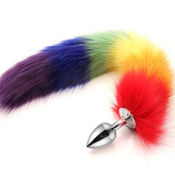 Colorful Fox Tail Steel Butt Plug