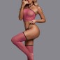 Hot Selling Pink Haltered Mesh Nightwear Suit