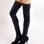 Black Lace Trim Leather Hot Stockings For Women