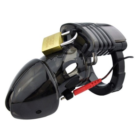 Electro Lockdown Estim Male Chastity Cage - Black