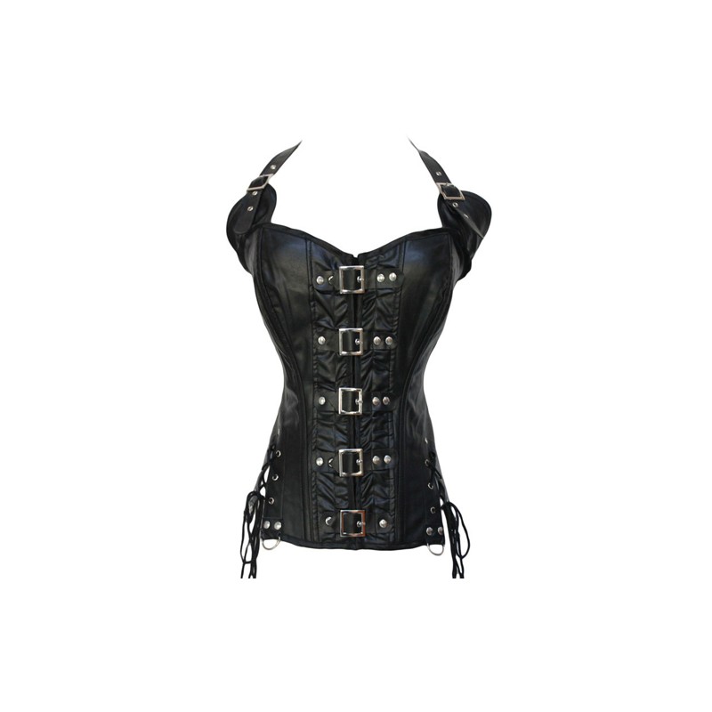 Hot Punk Style Halter Leather Slimming Shaper Bustiers