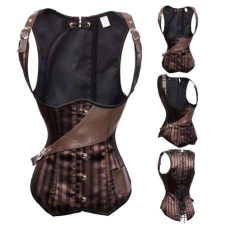 Brown Ladies Vintage Underbust Vest Bustiers