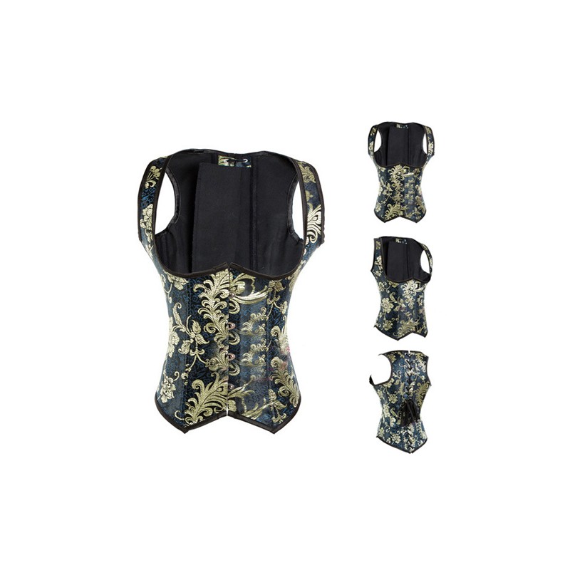 Royal Embroidered Steel Bones Sexy Vest Corset