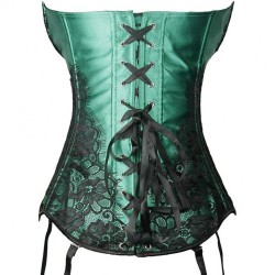 Charming Satin Floral Lace Plastic Bones Shaper Corset