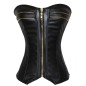 Classic Leather Gold Zipper Overbust Tights Corset