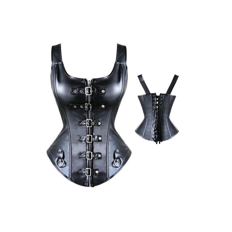 Punk Style Leather Strappy Vest Corset Slimming Products