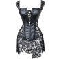 Black Lace Strappy Faux Leather Splicing Back Zipper Bustiers