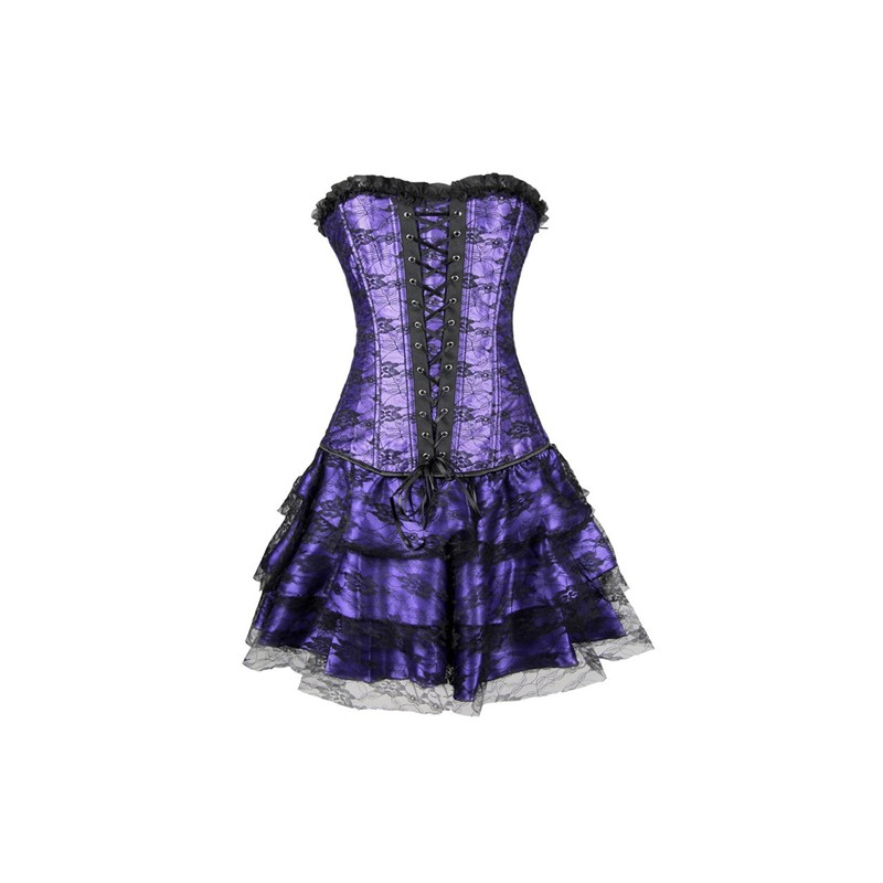 Long Overbust Floral Lace Bandage Ladylike Dress Corset