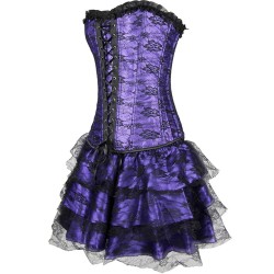 Long Overbust Floral Lace Bandage Ladylike Dress Corset