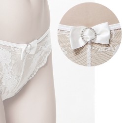 Ladylike White Lace See-through Bowknot Decorated G-string