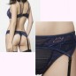 Pure Color Bowknot Mesh &amp; Lace Underwear Suit With Garter Belt