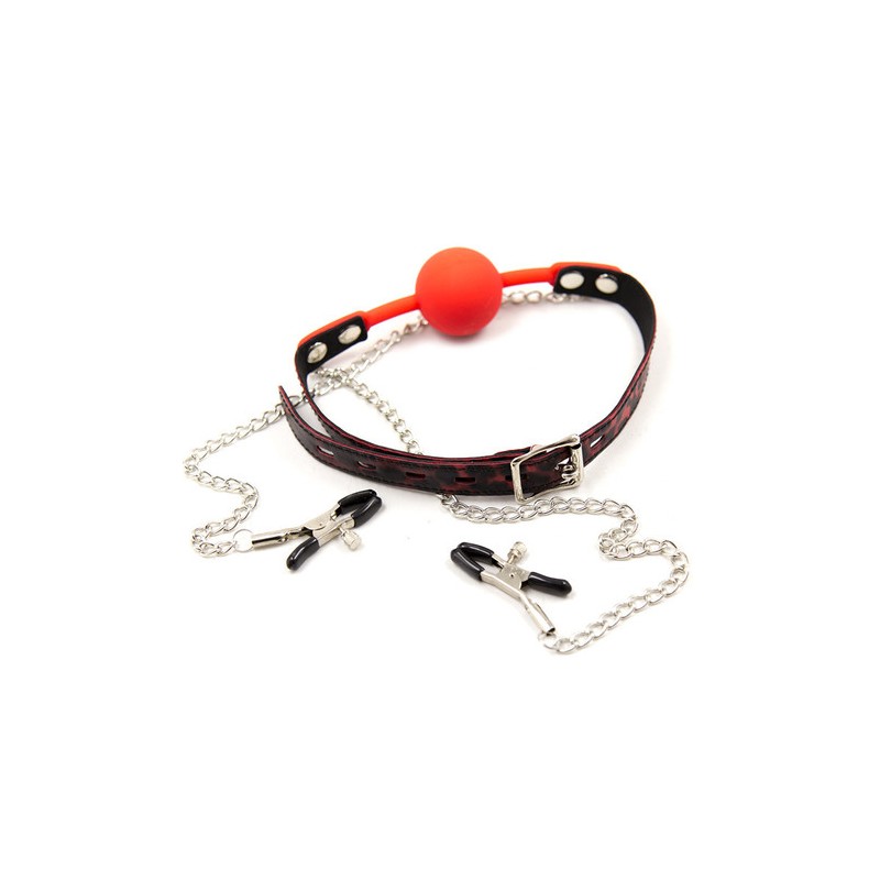 Silicone Ball Gag With Nipple Clamps