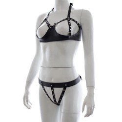 Fetish Faux Leather Lingerie Sexy Bikini