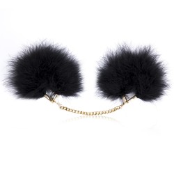 Feather Cuffs With Golden Chain