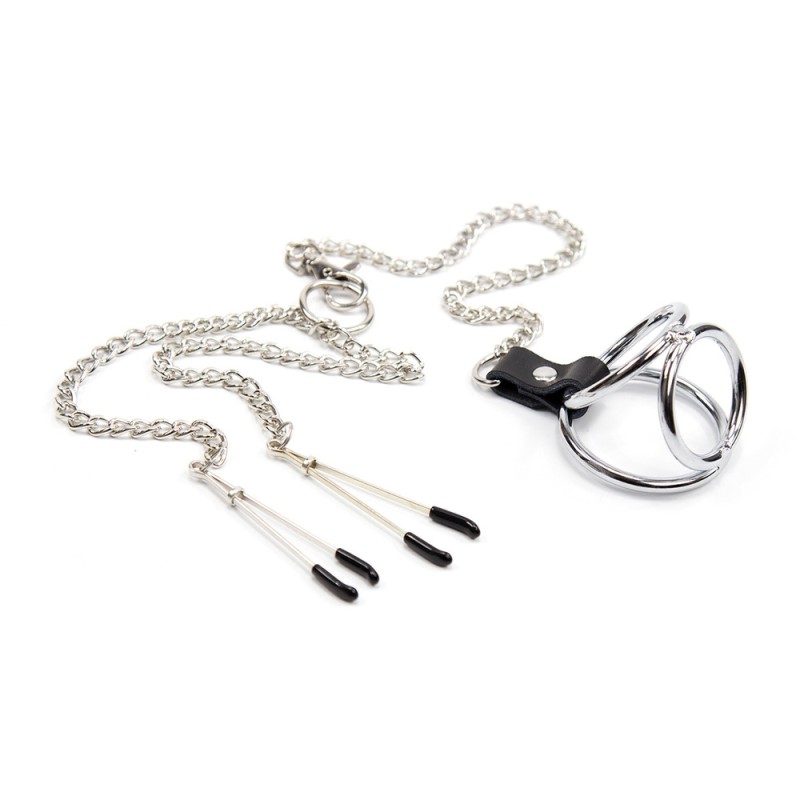 Adjustable Nipple Clamps With Cock Ring