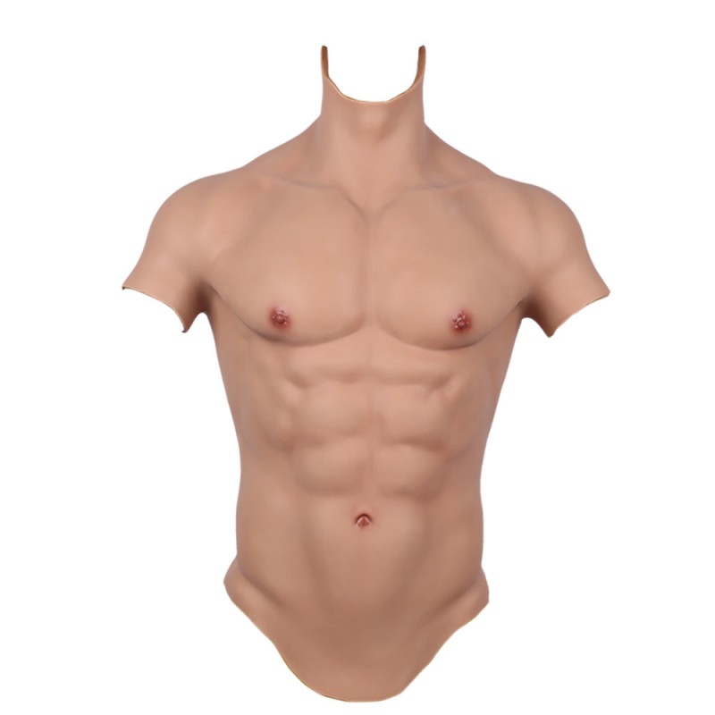 Fake Muscle Silicone Male Chest Half Body Suit