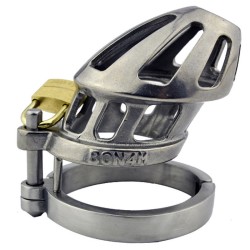 BON4M Stainless Steel Locking Cock Cage Chastity