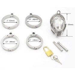 BON4M Stainless Steel Locking Cock Cage Chastity